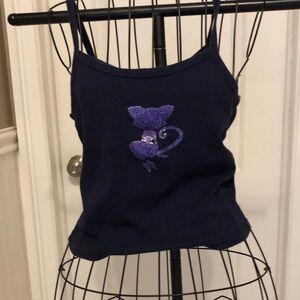 Navy Blue Spaghetti Strap Tank Top